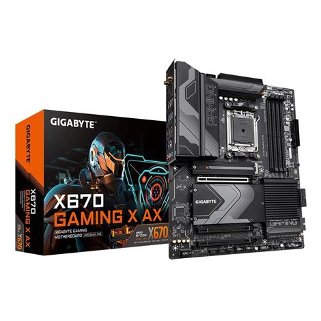 Gigabyte | X670 GAMING X AX 1.0 M/B | Processor family AMD | Processor socket AM5 | DDR5 DIMM | Memory slots 4 | Supported hard